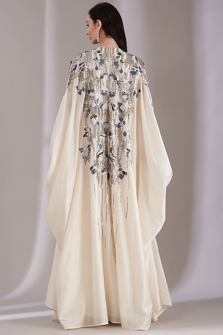 White Embroidered Kaftan Dress Design by Samant Chauhan at Pernia's Pop Up  Shop 2026
