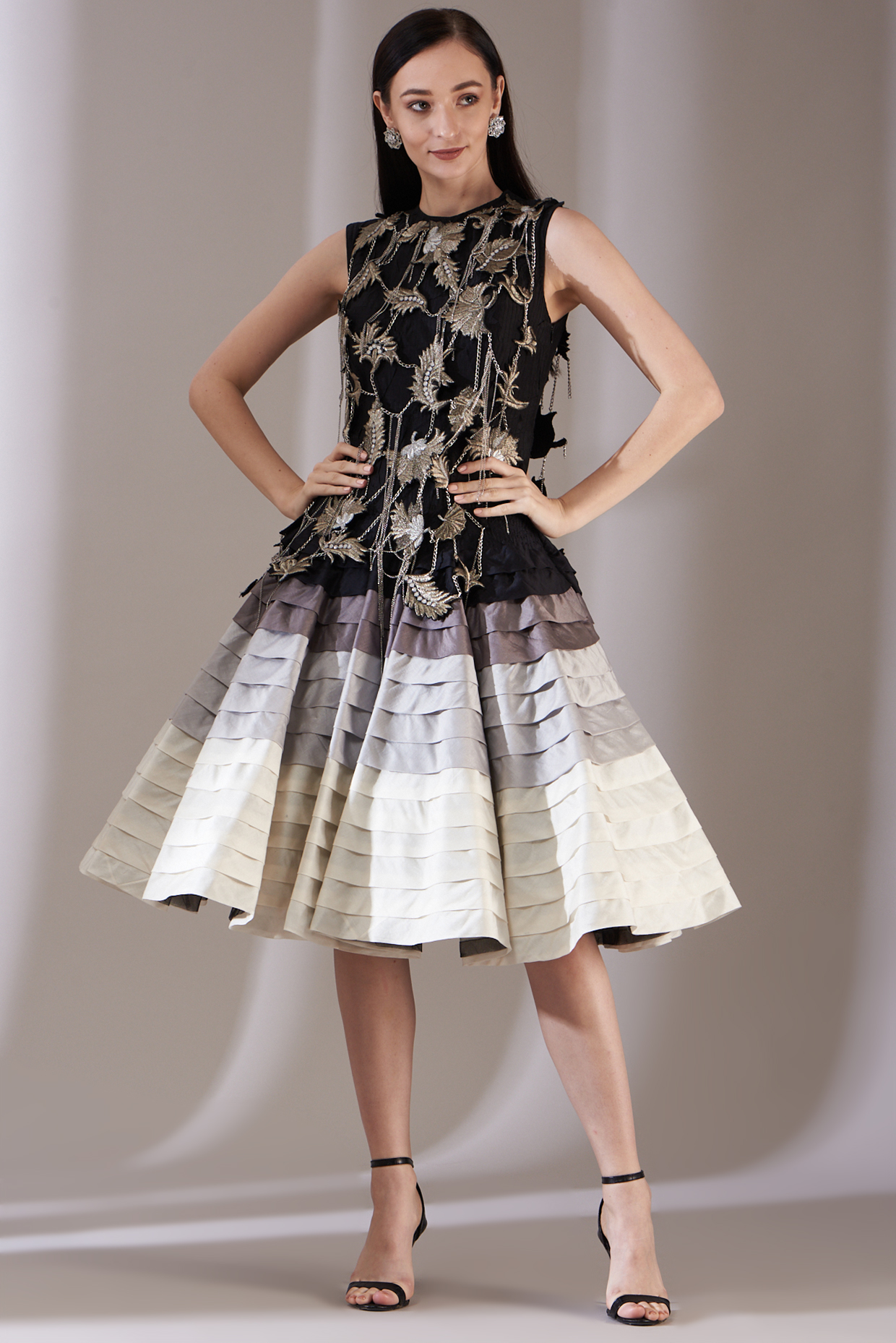 Multi-Coloured Embroidered Knee-Length Dress by Samant Chauhan