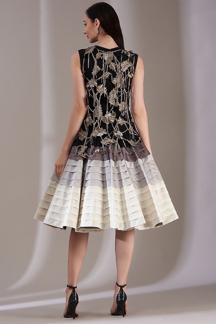 Multi-Coloured Embroidered Knee-Length Party Wear Dress by Samant Chauhan at Pernia's Pop Up Shop