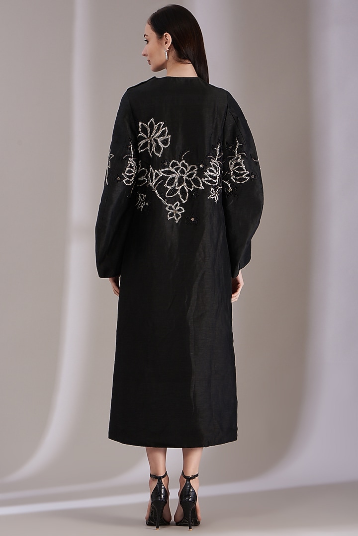 Black Embroidered Party Wear Dress by Samant Chauhan at Pernia's Pop Up Shop