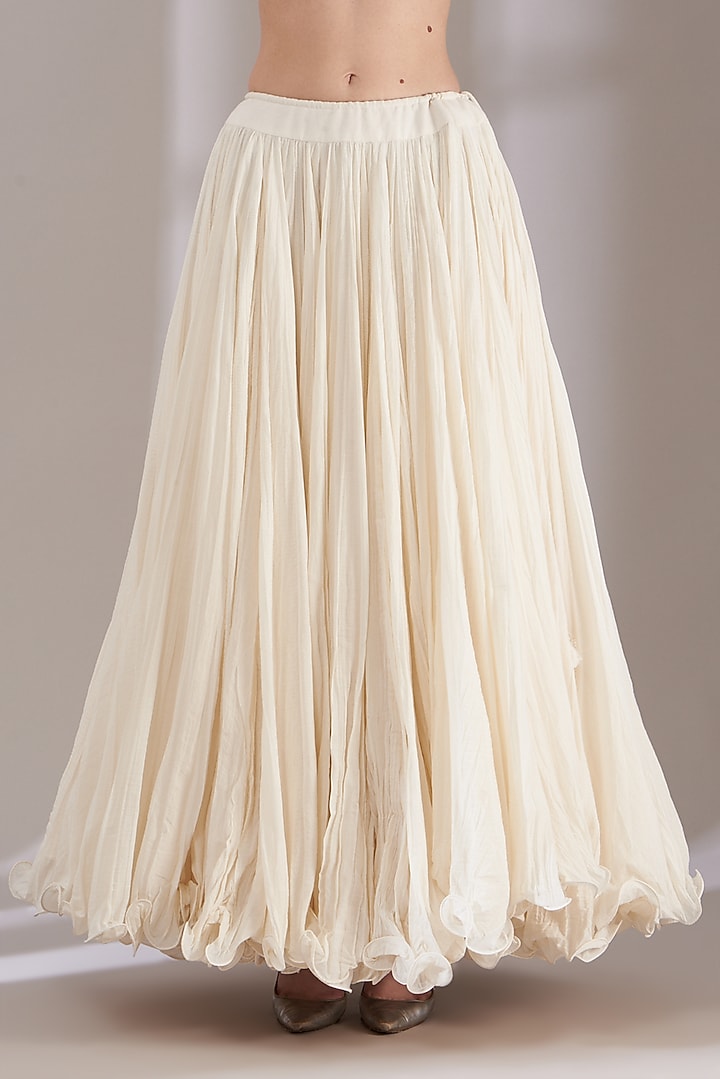 White Silk Skirt Set by Samant Chauhan at Pernia's Pop Up Shop