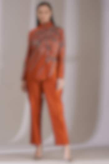 Orange Embroidered Jacket Set by Samant Chauhan at Pernia's Pop Up Shop