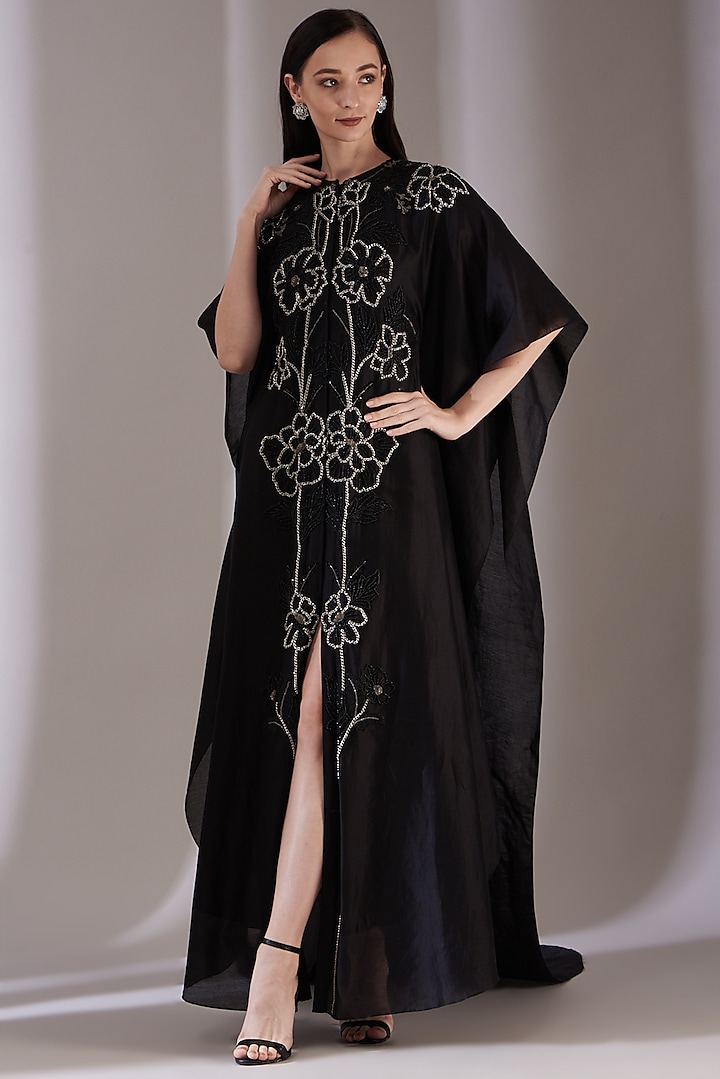 Black Zari Embroidered Dress by Samant Chauhan