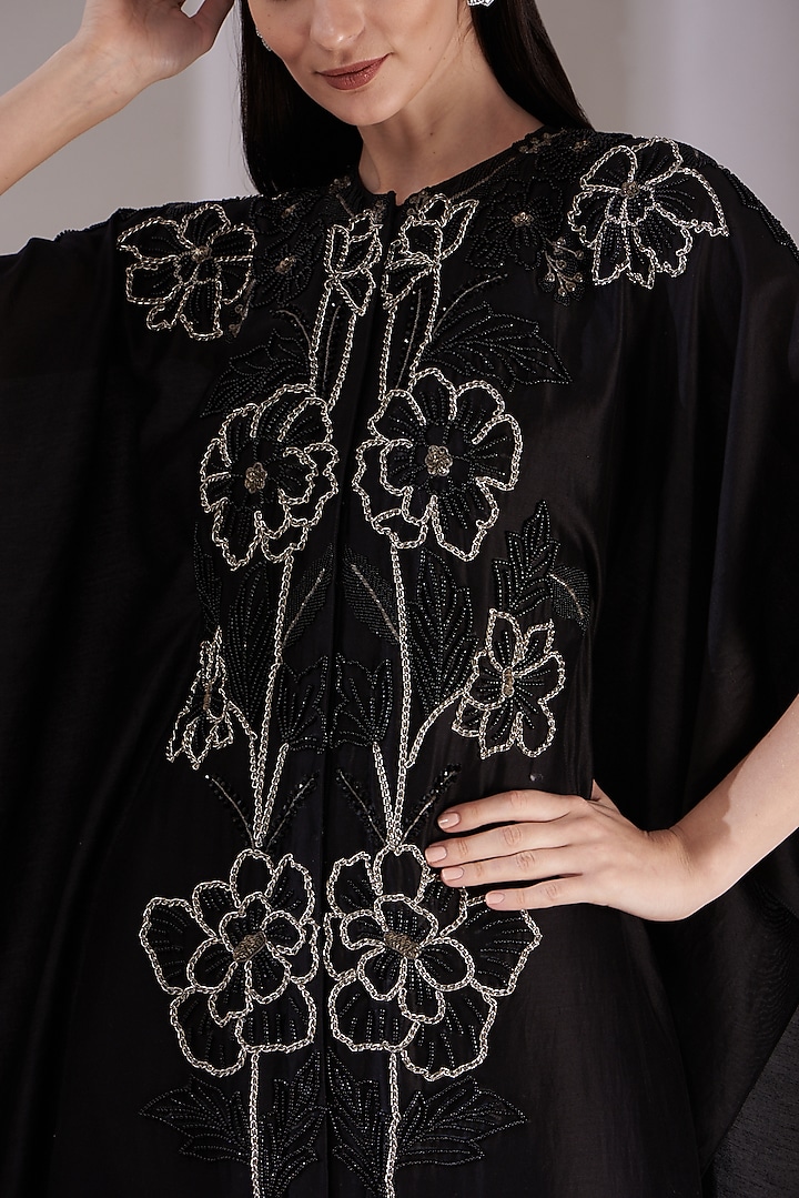 Black Zari Embroidered Cocktail Dress by Samant Chauhan at Pernia's Pop Up Shop