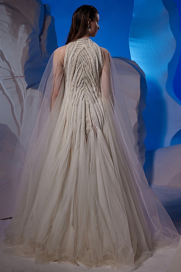 Ivory Cotton & Net Wedding Gown by Samant Chauhan at Pernia's Pop Up Shop
