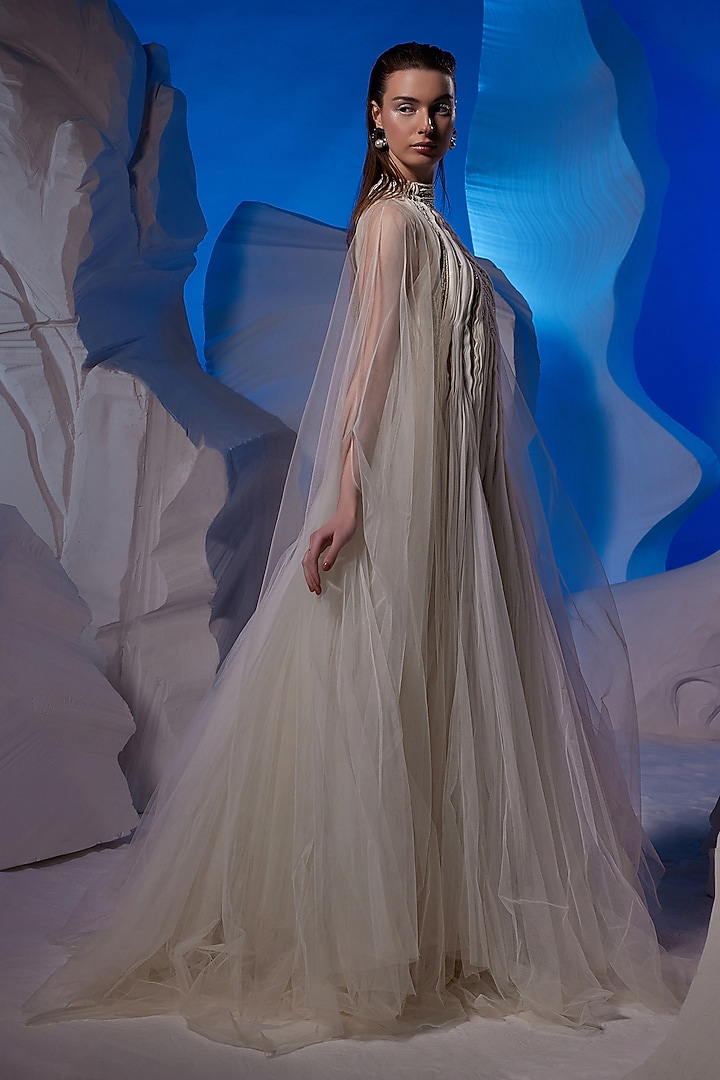 Ivory Cotton & Net Wedding Gown by Samant Chauhan at Pernia's Pop Up Shop