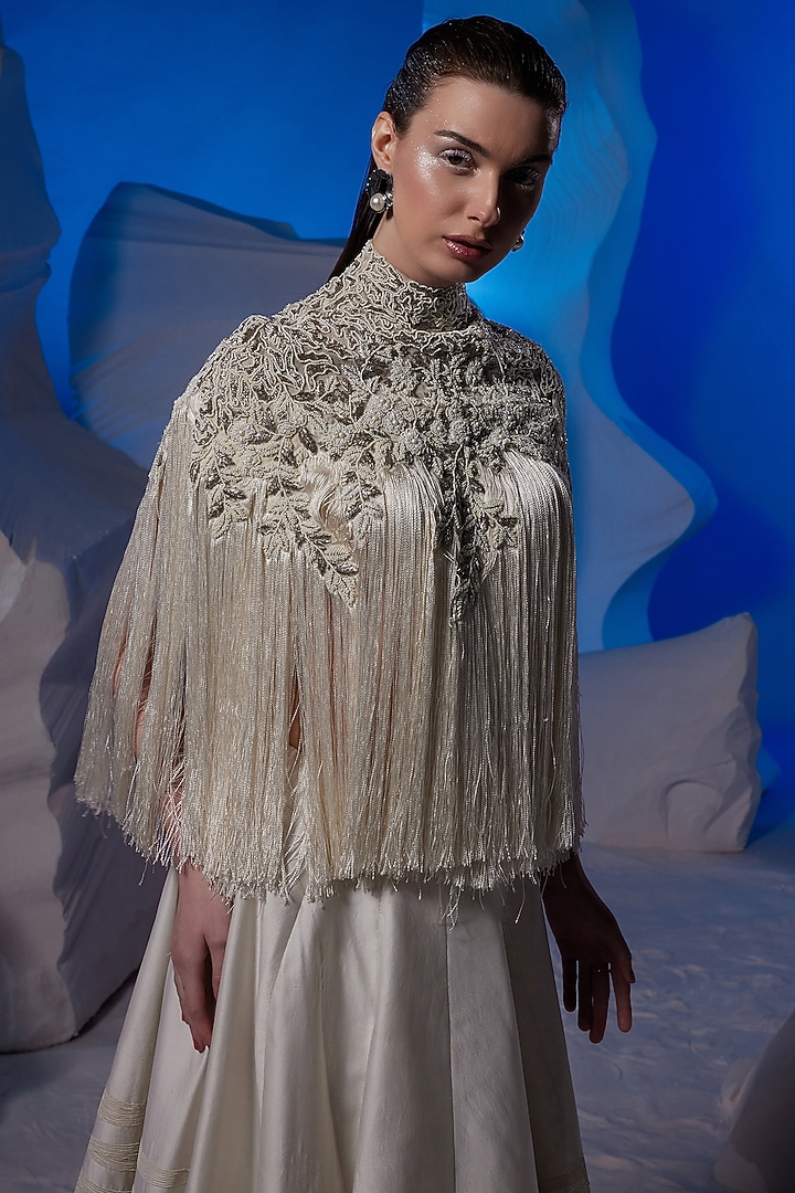 Ivory Cotton Silk Skirt Set by Samant Chauhan at Pernia's Pop Up Shop