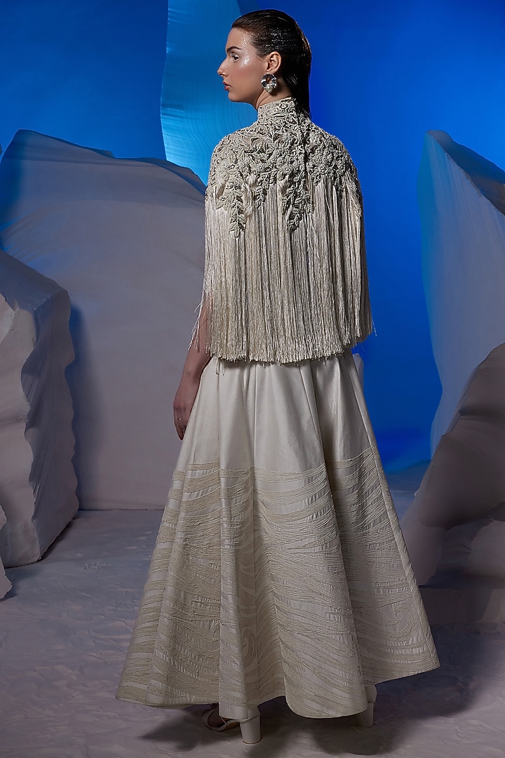 Ivory Cotton Silk Skirt Set by Samant Chauhan at Pernia's Pop Up Shop