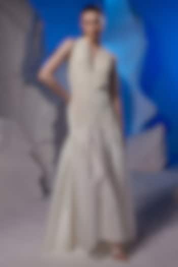 Ivory Cotton Silk & Cotton Engagement Gown by Samant Chauhan at Pernia's Pop Up Shop