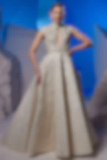 Ivory Cotton Silk & Cotton Bridal Gown by Samant Chauhan at Pernia's Pop Up Shop