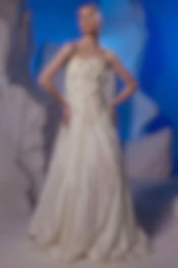 Ivory Cotton Silk & Fine Cotton Wedding Gown by Samant Chauhan at Pernia's Pop Up Shop