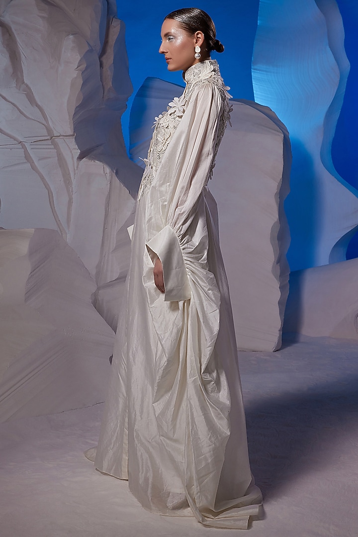 Ivory Cotton Silk Kaftan by Samant Chauhan at Pernia's Pop Up Shop