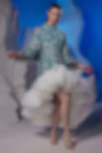 Ivory Cotton Silk Party Wear Dress by Samant Chauhan at Pernia's Pop Up Shop