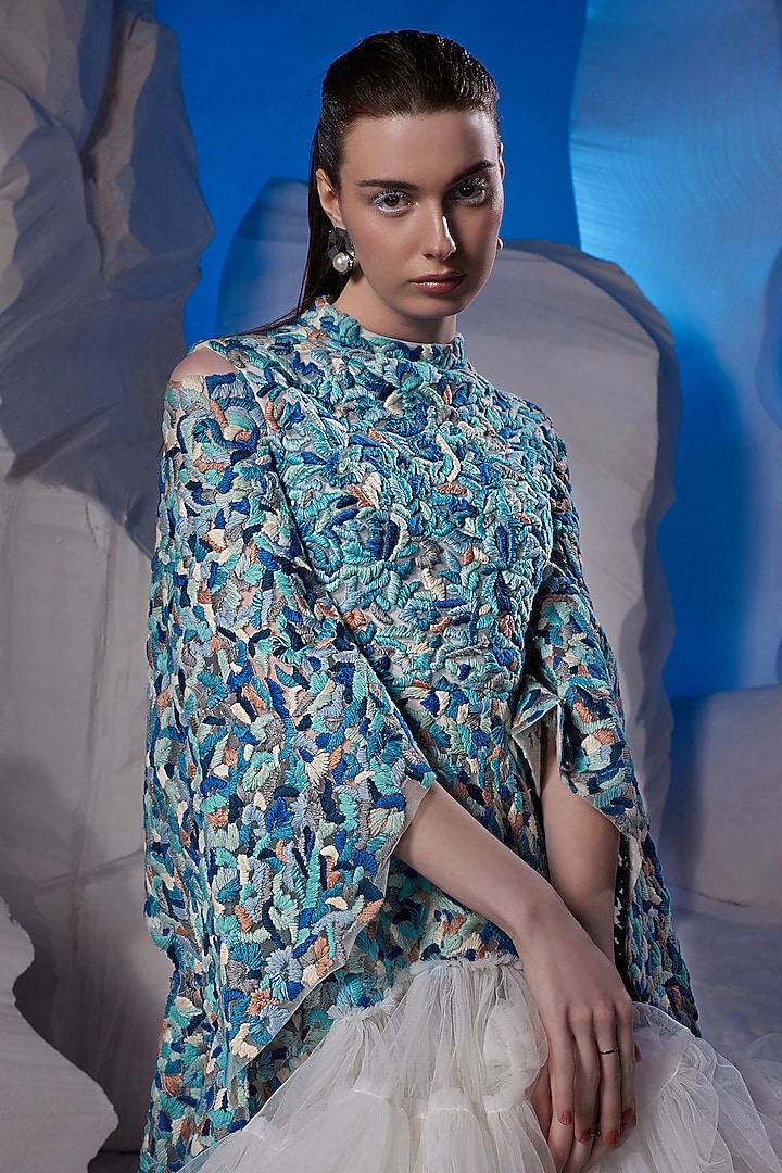 Ivory Cotton Silk Party Wear Dress by Samant Chauhan at Pernia's Pop Up Shop