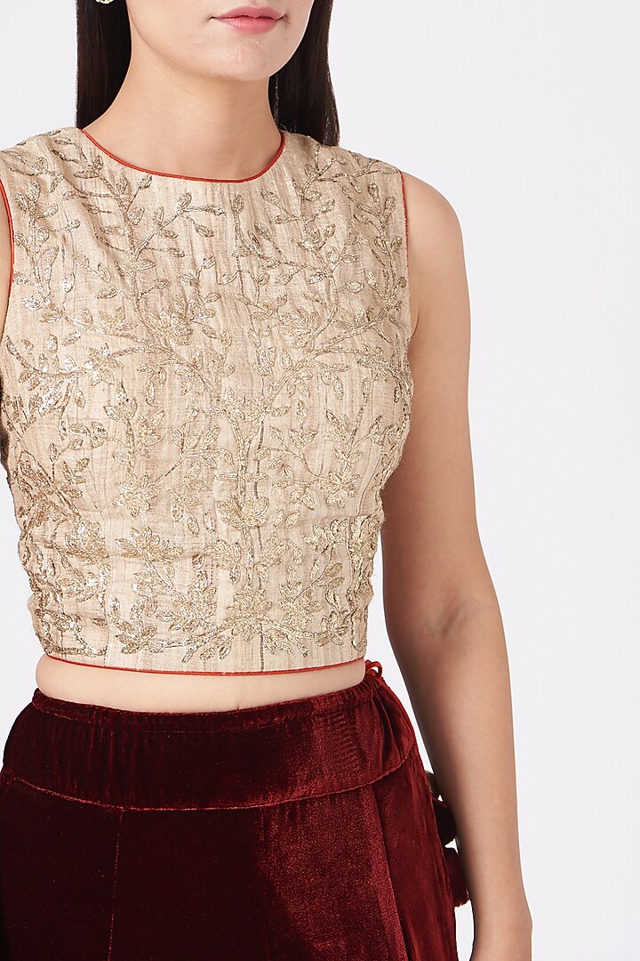 Maroon Zardosi Embroidered Wedding Lehenga Set by Samant Chauhan at Pernia's Pop Up Shop