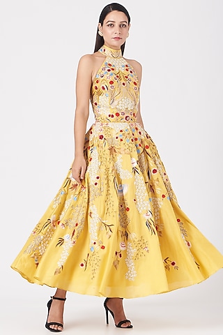 Pernia's Pop-Up Shop Women - Samant Chauhan Yellow Zardosi Embroidered Dress