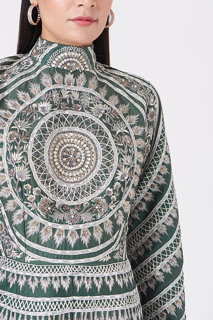Green Zardosi Embroidered Gown by Samant Chauhan at Pernia's Pop Up Shop