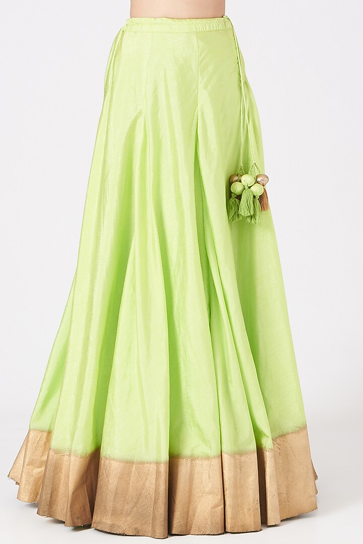 Mint Cotton Silk Flared Wedding Lehenga Set by Samant Chauhan at Pernia's Pop Up Shop