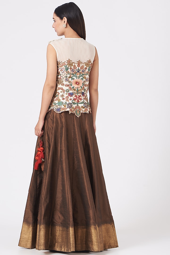 Bronze Block Printed Skirt by Samant Chauhan at Pernia's Pop Up Shop