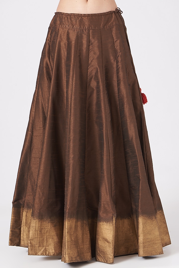 Bronze Block Printed Skirt by Samant Chauhan at Pernia's Pop Up Shop