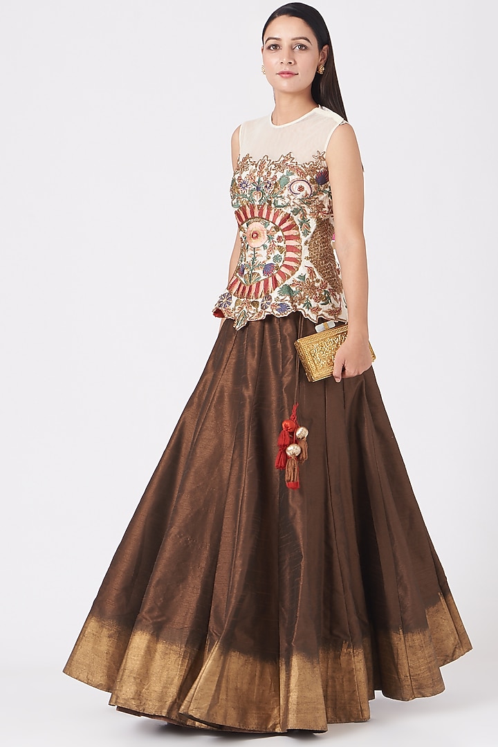 Mint Cotton Silk Flared Wedding Lehenga Set by Samant Chauhan at Pernia's Pop Up Shop