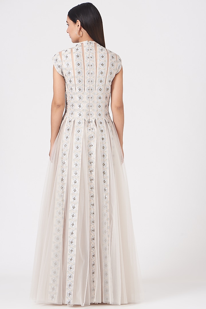 Pastel Pink Net Zardosi Embroidered Gown by Samant Chauhan at Pernia's Pop Up Shop