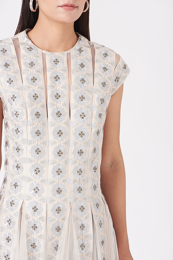 Pastel Pink Net Zardosi Embroidered Gown by Samant Chauhan at Pernia's Pop Up Shop