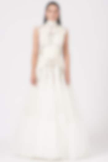 White Zardosi Embroidered Gown by Samant Chauhan at Pernia's Pop Up Shop