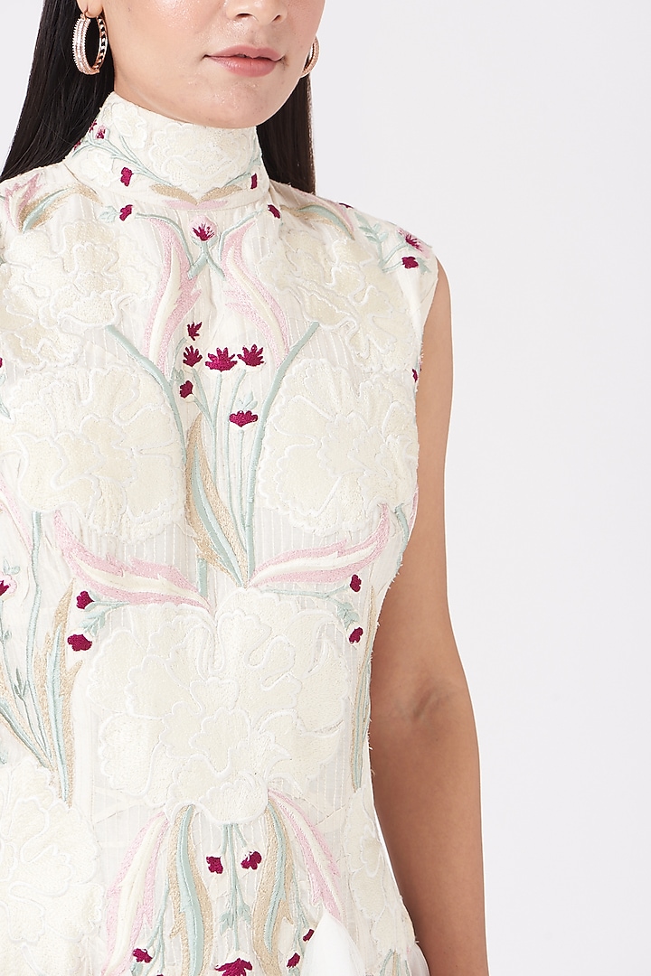 White Zardosi Embroidered Gown by Samant Chauhan at Pernia's Pop Up Shop