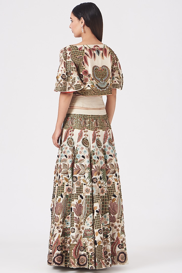 Beige & Gold Zardosi Embroidered Bridal Lehenga Set by Samant Chauhan at Pernia's Pop Up Shop
