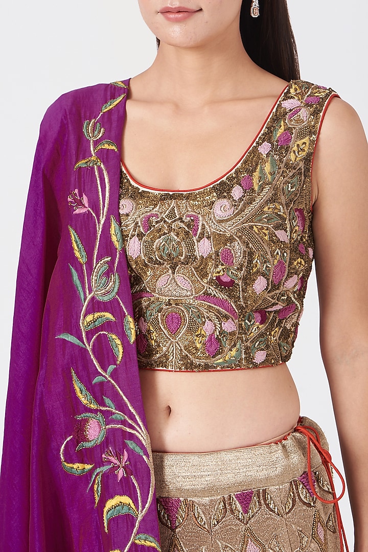 Gold Embroidered Bridal Lehenga Set by Samant Chauhan at Pernia's Pop Up Shop