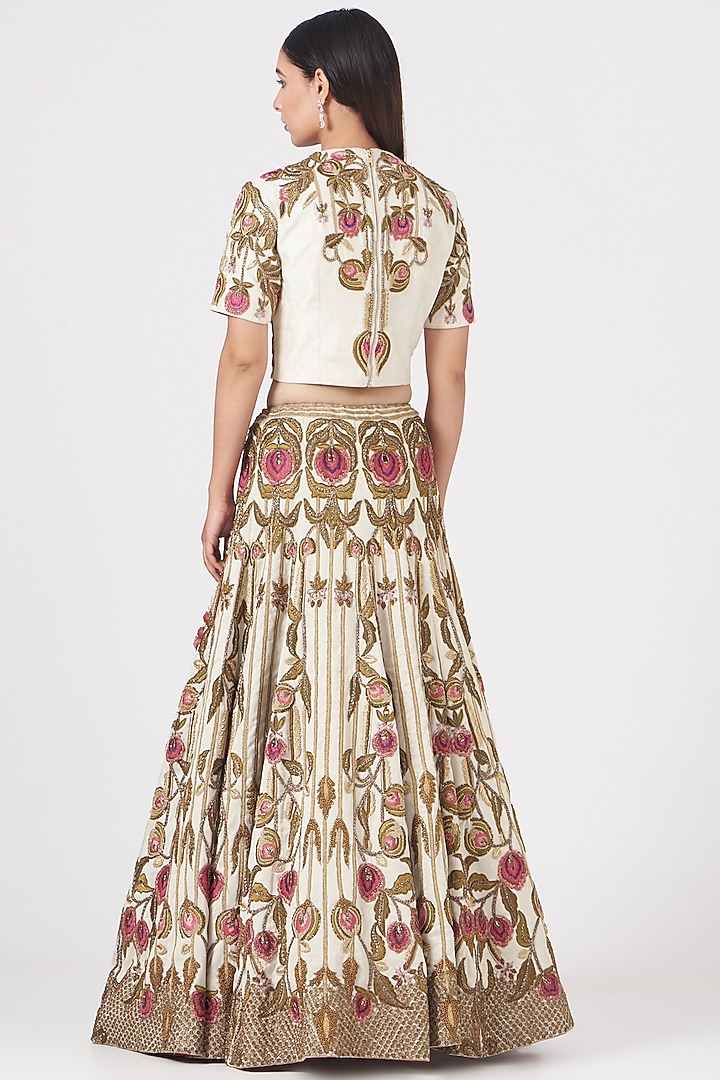 Beige Thread Embroidered Bridal Lehenga Set by Samant Chauhan at Pernia's Pop Up Shop