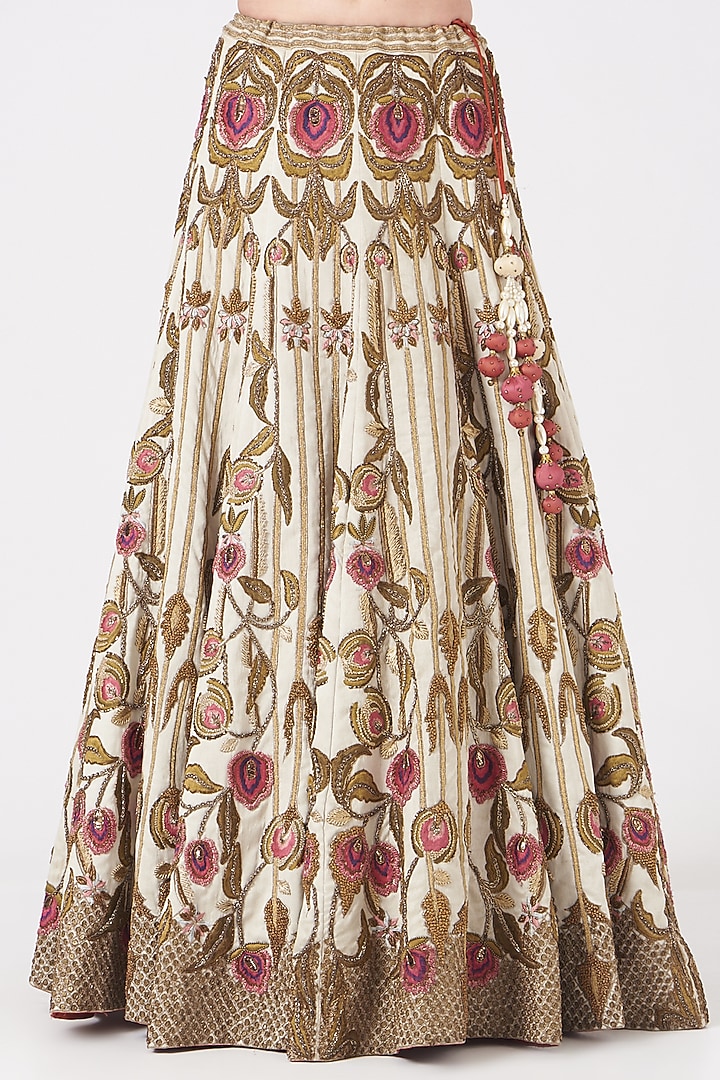 Beige Thread Embroidered Bridal Lehenga Set by Samant Chauhan at Pernia's Pop Up Shop