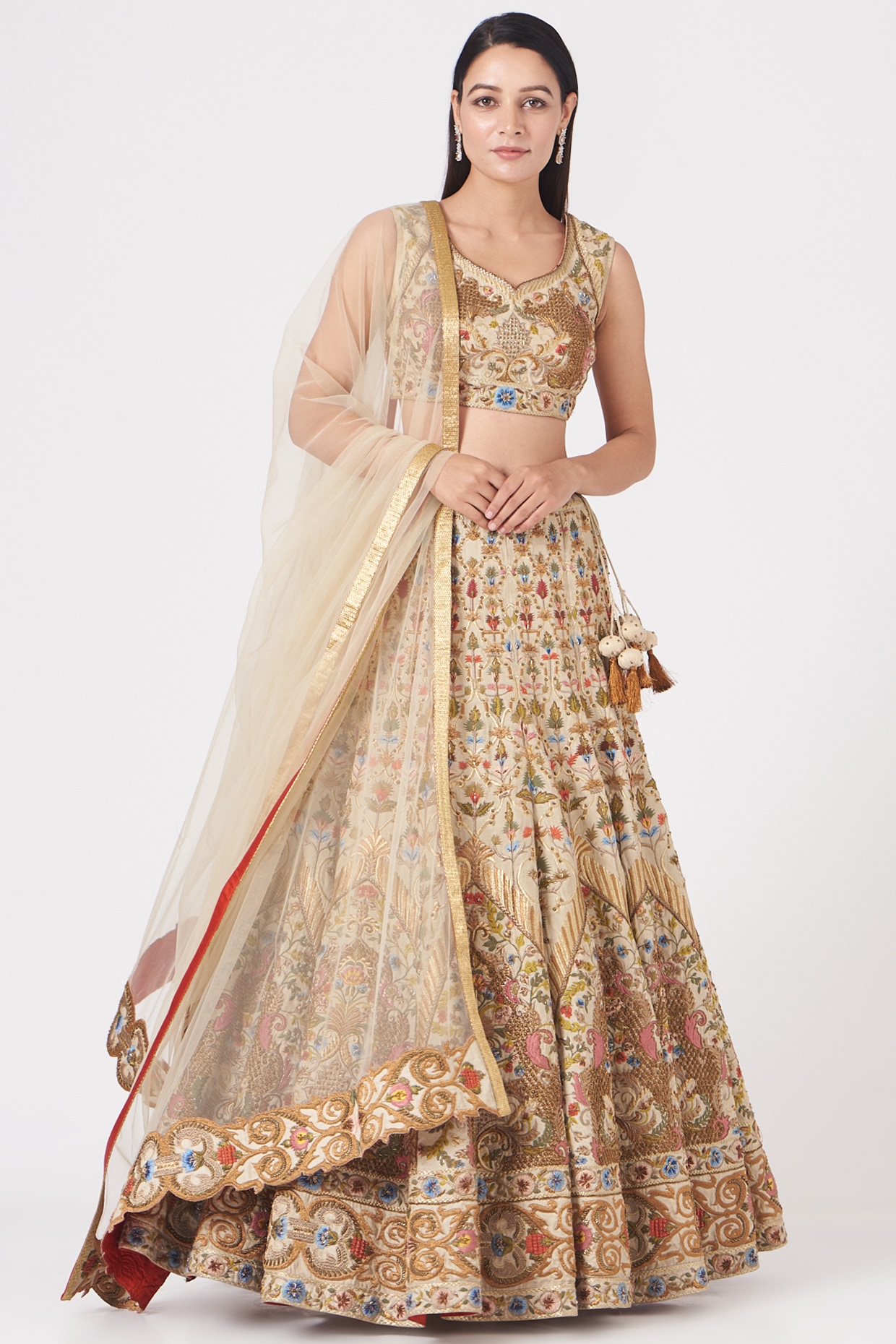 Prepossessing Brown Zari, Thread, and Golden Sequins Embroidered Art Silk  Lehenga Choli for Wedding - MEGHALYA - 3449916