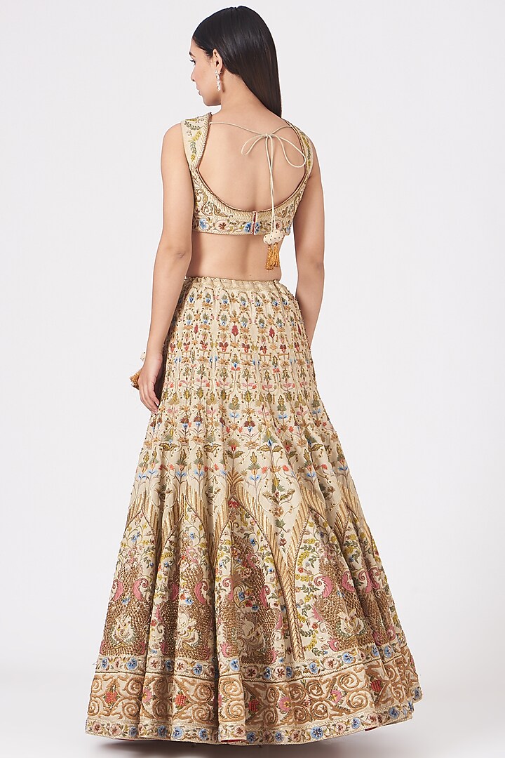 Gold Thread Embroidered Bridal Lehenga Set by Samant Chauhan at Pernia's Pop Up Shop