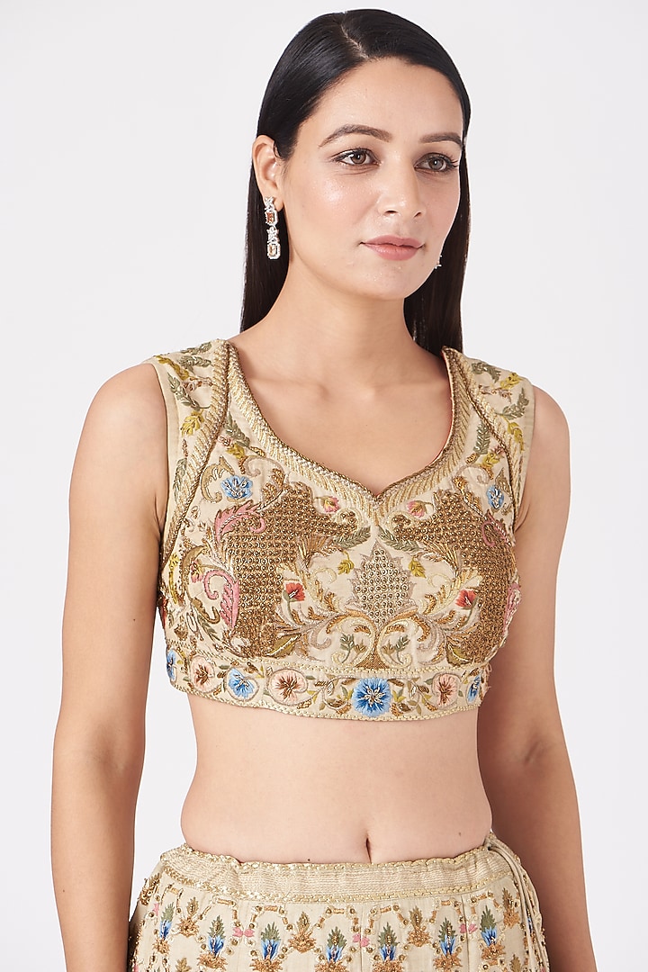 Gold Thread Embroidered Bridal Lehenga Set by Samant Chauhan at Pernia's Pop Up Shop
