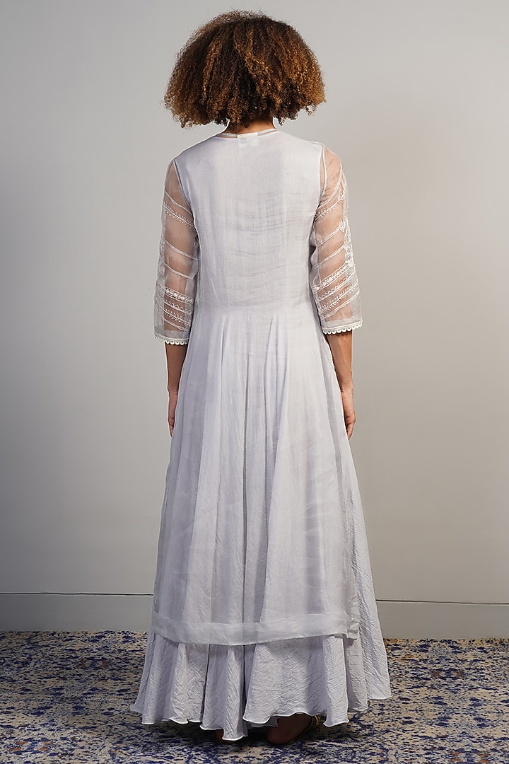 Dove Grey Cotton Silk Skirt Set by Samant Chauhan at Pernia's Pop Up Shop