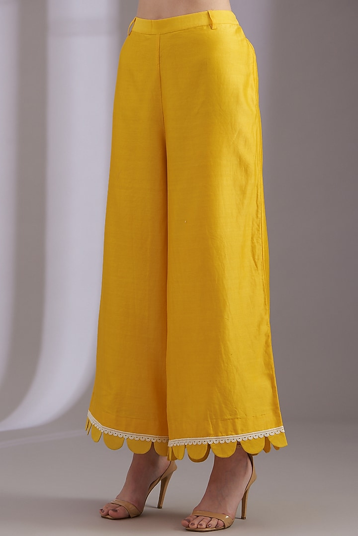 Sunshine Yellow Cotton Embroidered Kurta Set by Samant Chauhan at Pernia's Pop Up Shop