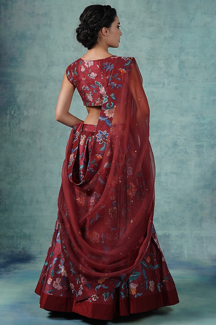 Red Printed Wedding Lehenga Set by Samant Chauhan at Pernia's Pop Up Shop