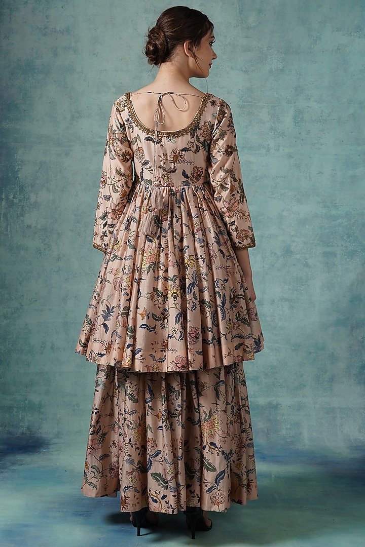 Peach Printed Flared Skirt Set by Samant Chauhan at Pernia's Pop Up Shop