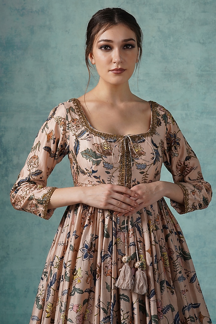 Peach Printed Flared Skirt Set by Samant Chauhan at Pernia's Pop Up Shop