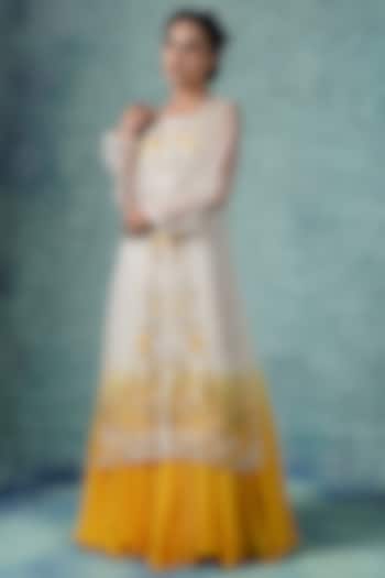 Yellow & White Ombre Cotton Party Wear Anarkali Set by Samant Chauhan at Pernia's Pop Up Shop