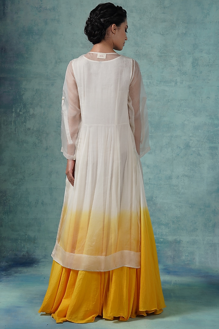 Yellow & White Ombre Cotton Party Wear Anarkali Set by Samant Chauhan at Pernia's Pop Up Shop