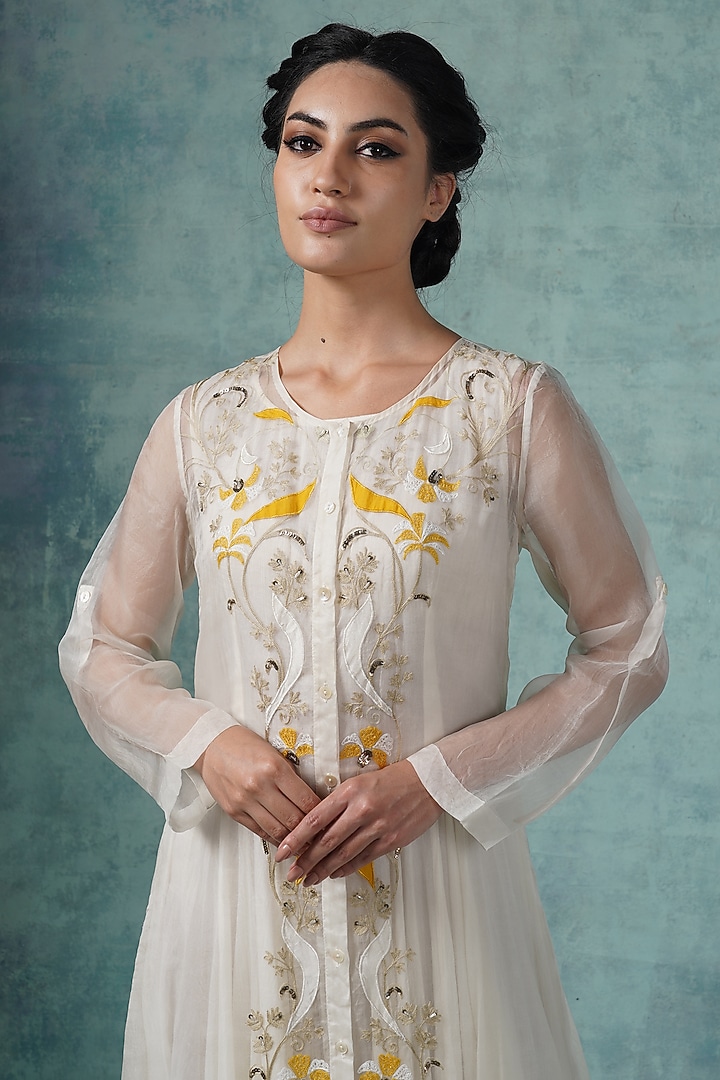 Yellow & White Ombre Cotton Party Wear Anarkali Set by Samant Chauhan at Pernia's Pop Up Shop