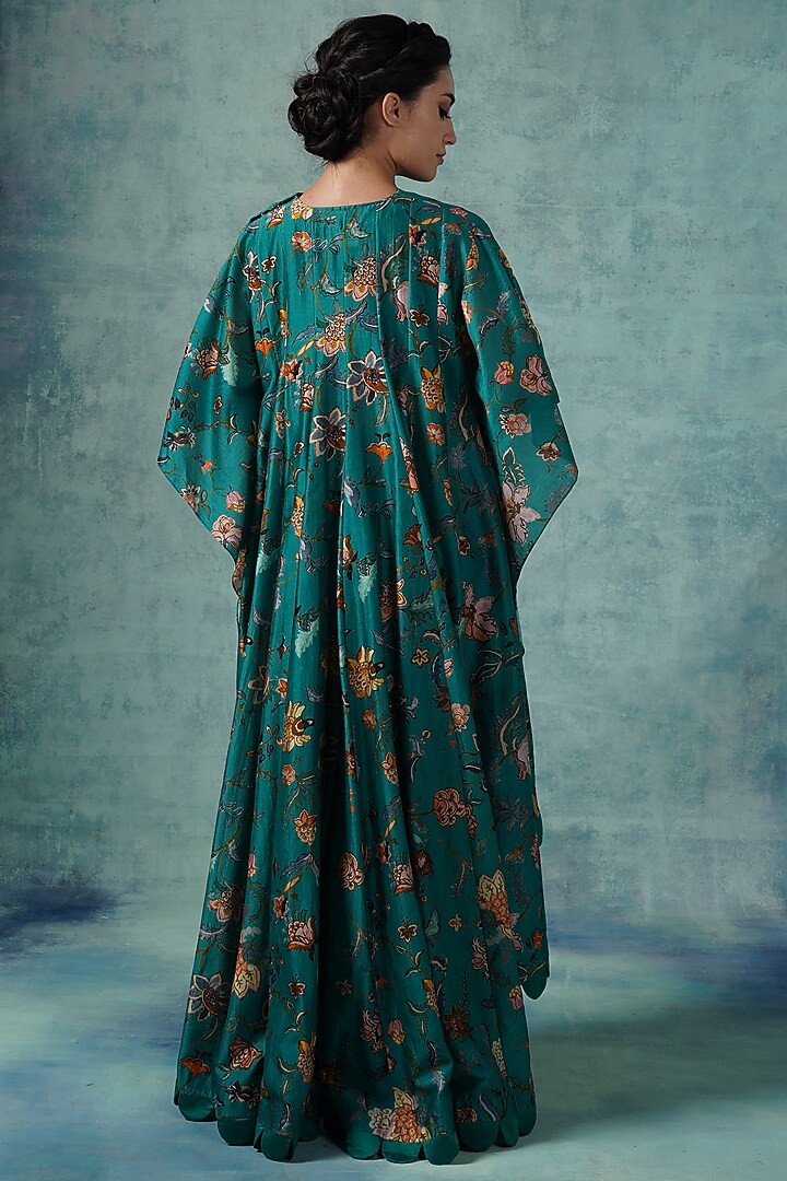 Green Cotton Silk Draped Skirt Set by Samant Chauhan at Pernia's Pop Up Shop