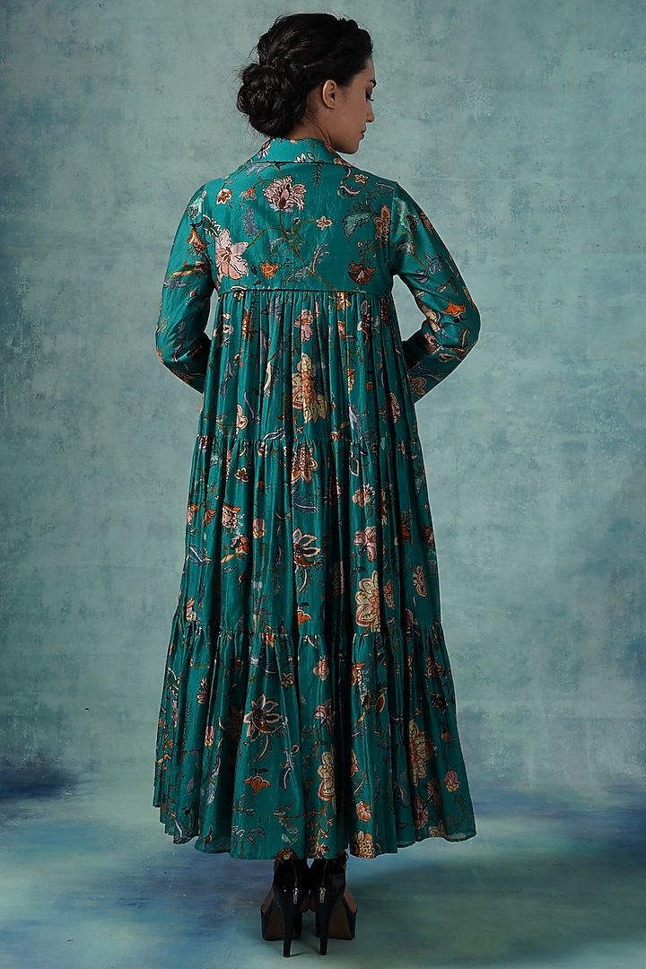 Green Tiered Printed Wedding Anarkali by Samant Chauhan at Pernia's Pop Up Shop