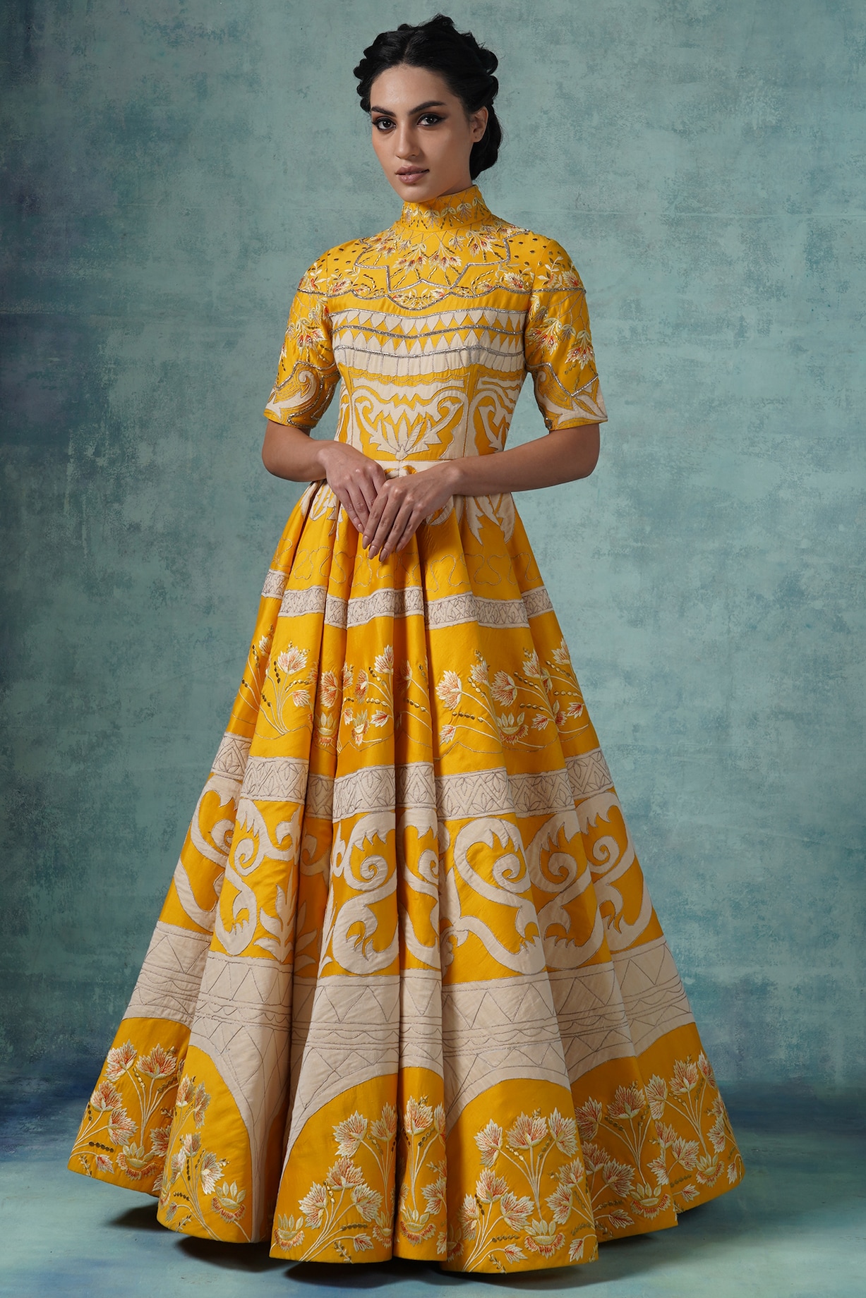sachin and babi light blue dress Anthropologie Samant Chauhan Square-Neck Floral Embroidered Mini Dress M  new main image 0