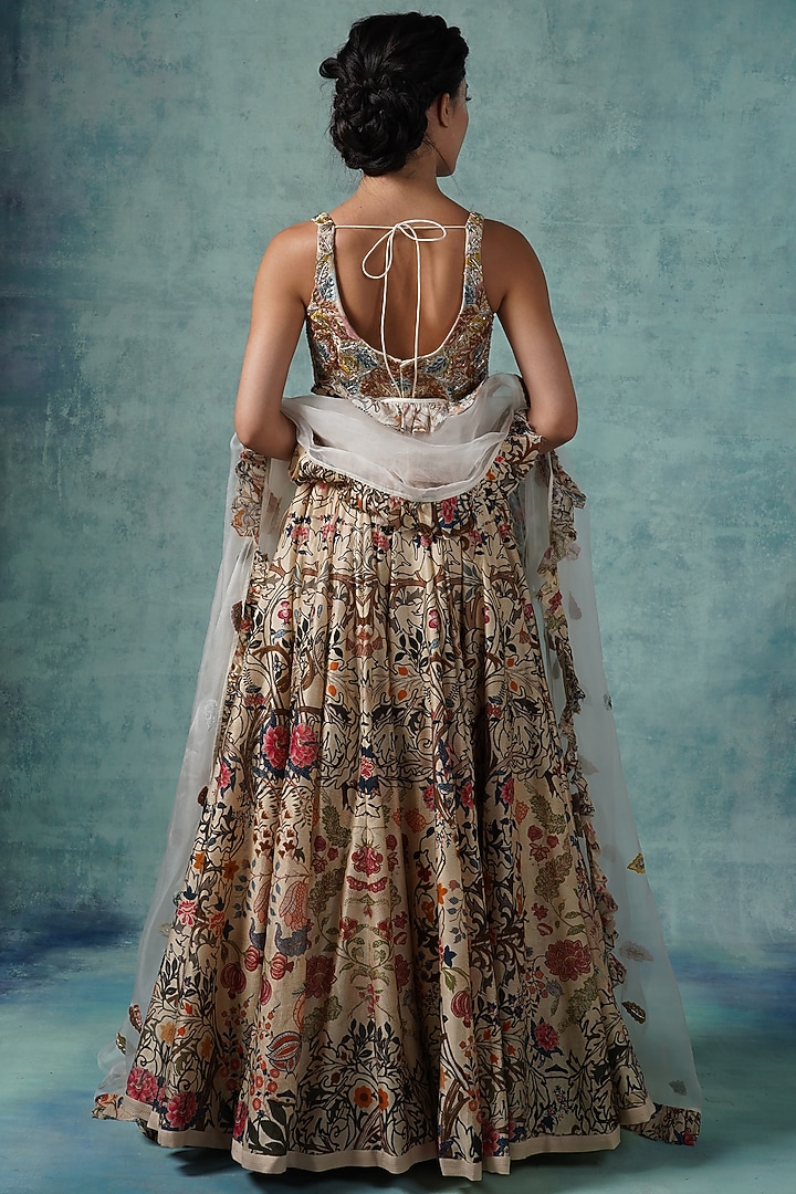 Beige Printed Wedding Lehenga Set by Samant Chauhan at Pernia's Pop Up Shop