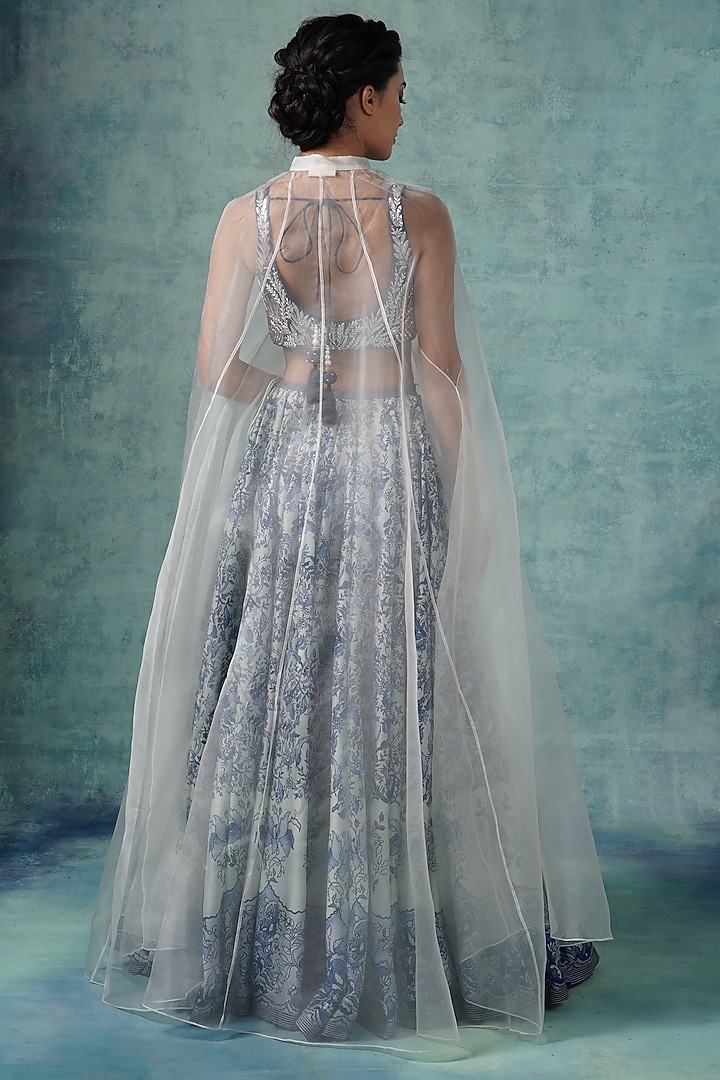 Pearl White Printed Wedding Lehenga Set by Samant Chauhan at Pernia's Pop Up Shop