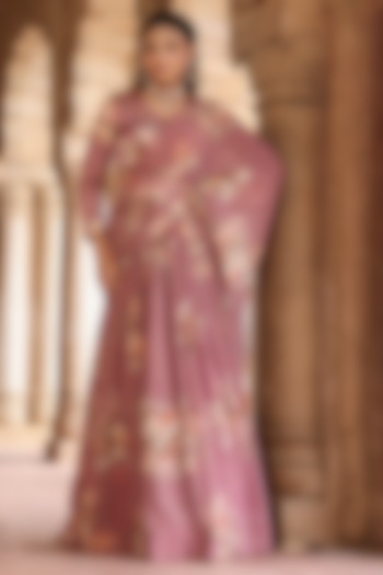 Lavender Georgette Floral Printed Pre-Draped Party Wear Lehenga Saree Set by Scakhi Luxe at Pernia's Pop Up Shop